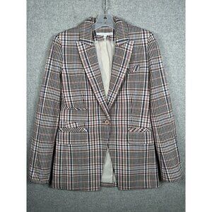 Veronica Beard 4 Plaid Blazer Jacket Lined One Button Multicolor Cotton Blend
